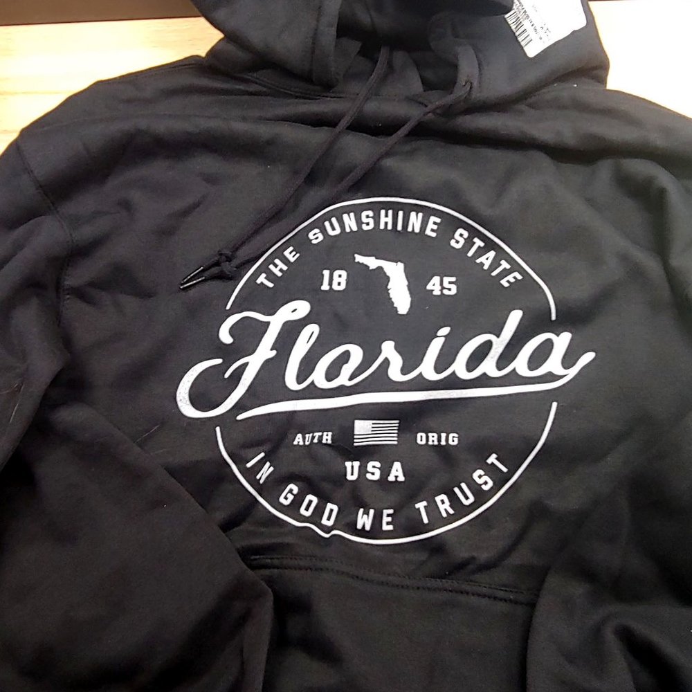 Cozy BLACK State Florida Hoodie Hooded Sweatshirt